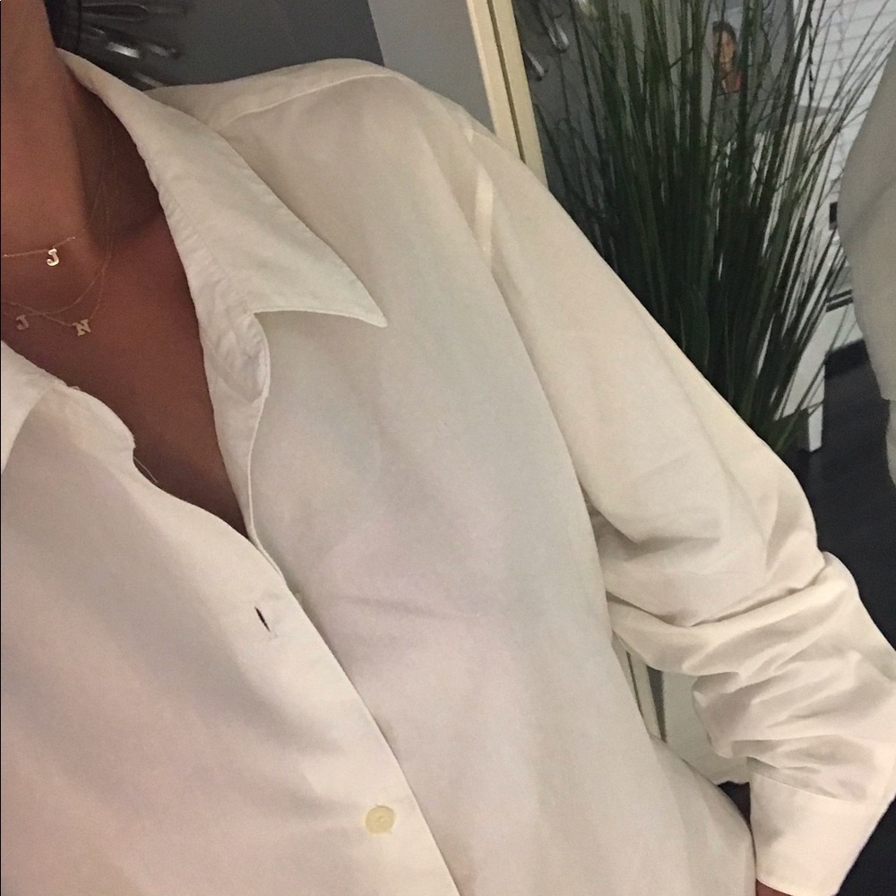 Super Oversized White Button Down Shirt Size Small - image 4